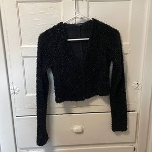 Vintage Betsey Johnson Sparkly cropped cardigan black